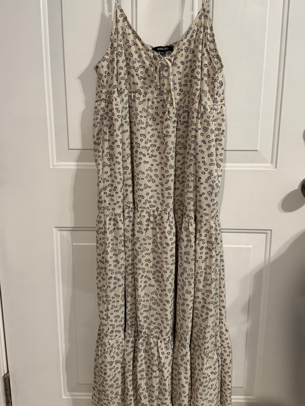 Wishlist Ivory Maxi Dress with Navy Floral Print